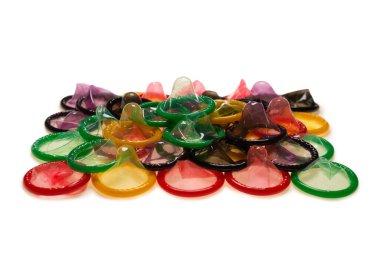 Renkli prezervatifler. Üst görünüm. 