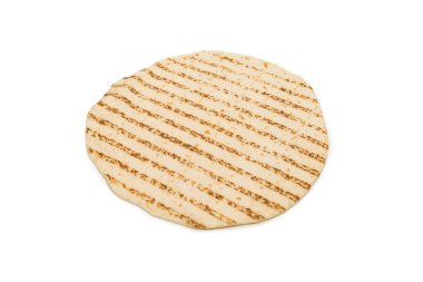 Beyaz arka planda ızgara pitta ekmeği. Üst görünüm. 