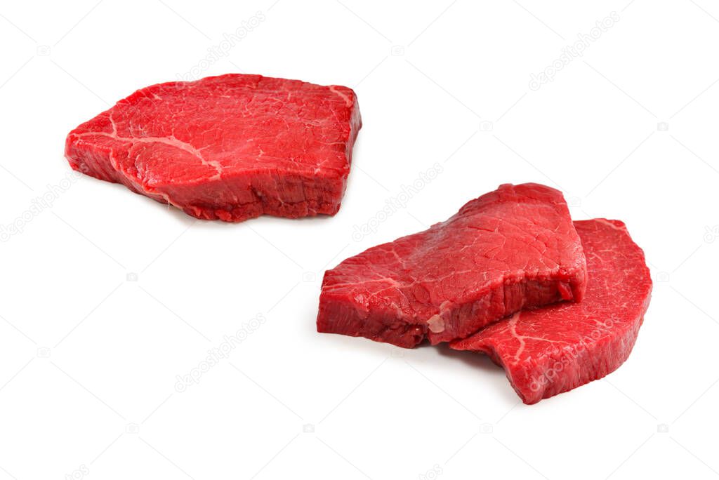 Beef steak isolated on white background.