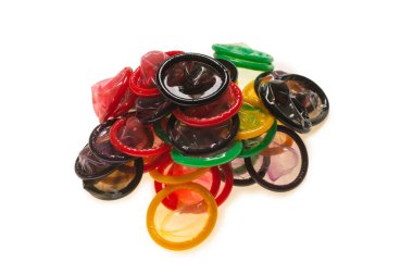 Renkli prezervatifler. Üst görünüm. 