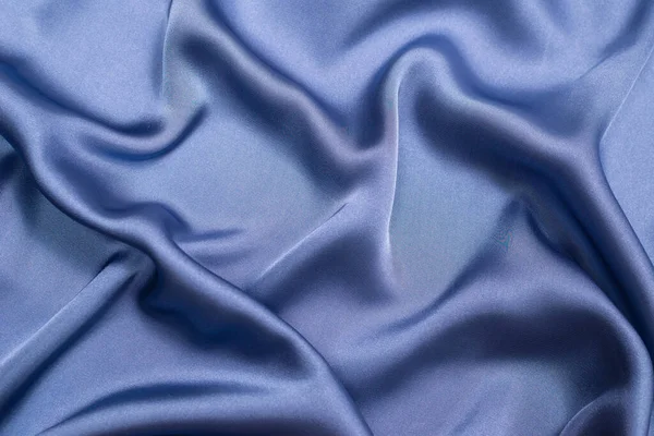 Kék Selyem Vagy Szatén Luxus Szövet Textúra Felülnézet — Stock Fotó