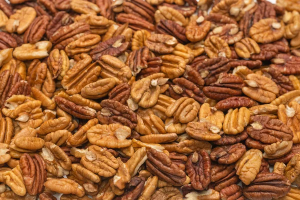 Tasty Pecan Nut Background Top View — Stock Photo, Image