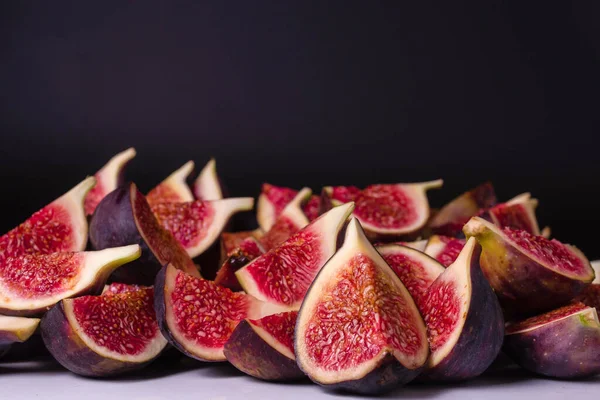 Saporito Sfondo Fichi Vista Dall Alto Fette — Foto Stock