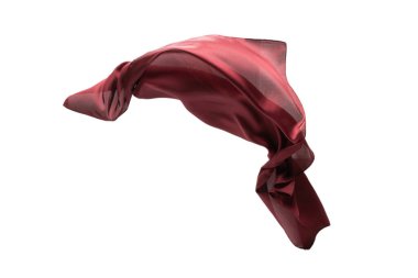 Beyaz arkaplanda kırmızı ipek eşarp akışı. 