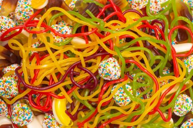 Lezzetli jöleli şekerler. Üst görünüm.  