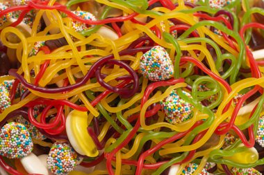 Lezzetli jöleli şekerler. Üst görünüm.  