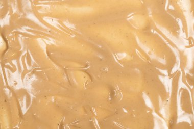 Arka plan olarak mantar sosu. Üst görünüm.