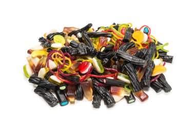 Lezzetli jöleli şekerler. Üst görünüm.  