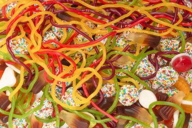 Lezzetli jöleli şekerler. Üst görünüm.  