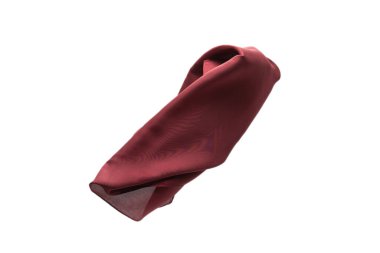 Beyaz arkaplanda kırmızı ipek eşarp akışı. 