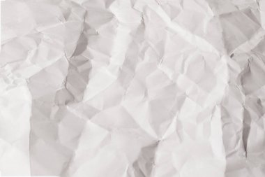 Buruşmuş beyaz kağıt arka plan. Üst görünüm. 