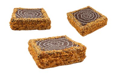 Beyaz üzerine izole edilmiş leziz pastalar. Üst görünüm. 