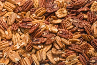 Cevizli fındıklı arkaplan. Üst görünüm. 