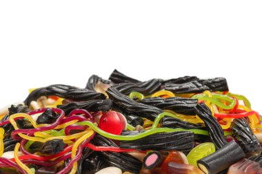 Lezzetli jöleli şekerler. Üst görünüm.  