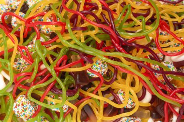 Lezzetli jöleli şekerler. Üst görünüm.  