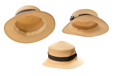 Siyah pruvalı hasır şapka beyaz arkaplanda izole. 