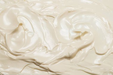 Beyaz krem şanti dokusu. Üst görünüm. 