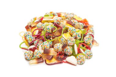 Lezzetli jöleli şekerler. Üst görünüm.  