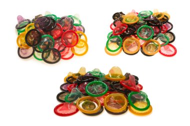 Renkli prezervatifler. Üst görünüm. 