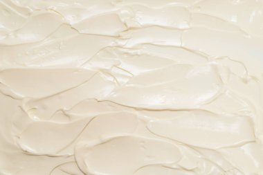 Beyaz krem şanti dokusu. Üst görünüm. 