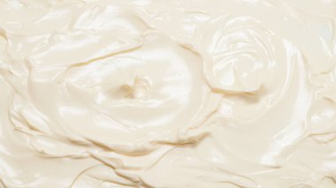 Beyaz krem şanti dokusu. Üst görünüm. 