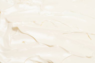 Beyaz krem şanti dokusu. Üst görünüm. 