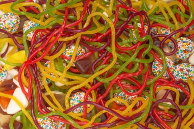 Lezzetli jöleli şekerler. Üst görünüm.  