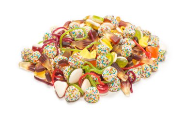 Lezzetli jöleli şekerler. Üst görünüm.  