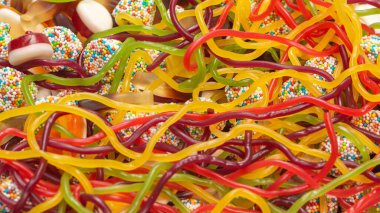 Lezzetli jöleli şekerler. Üst görünüm.  