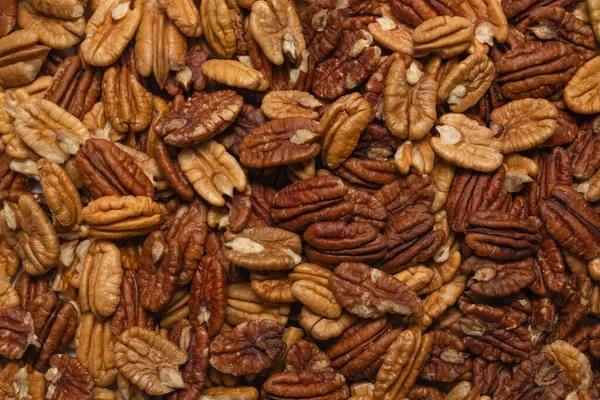 Tasty Pecan Nut Background Top View — Stock Photo, Image