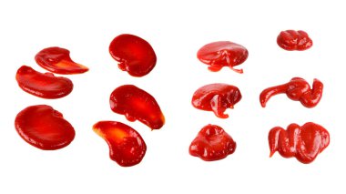 Kırmızı sos beyaz arka planda izole edilmiş. Ketçap..