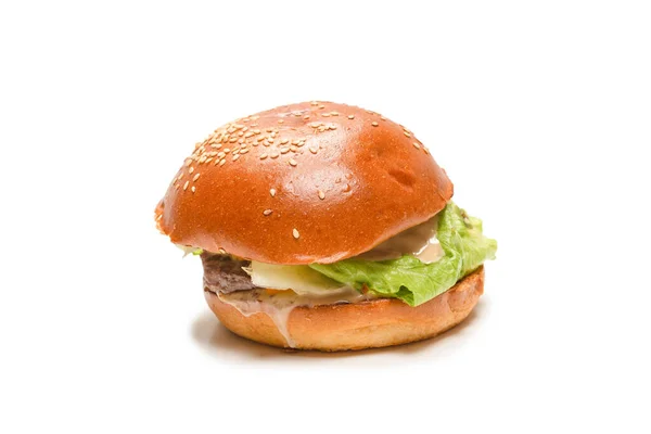 Гамбургер Ізольований Білому Тлі Краєвид — стокове фото