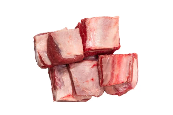Raw Beef Ribs Isolated White Background Top View — Stock Photo, Image