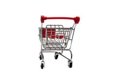Boş alışveriş sepeti beyaz arkaplanda izole edildi. 