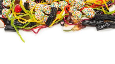 Lezzetli jöleli şekerler. Üst görünüm.  