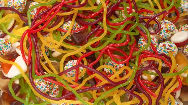 Lezzetli jöleli şekerler. Üst görünüm.  