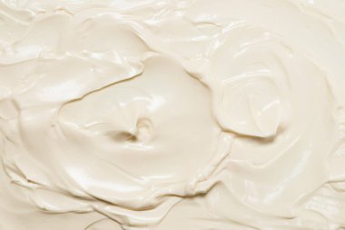 Beyaz krem şanti dokusu. Üst görünüm. 