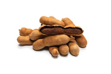 Beyaz arka planda izole edilmiş tatlı demirhindi. Üst görünüm. 