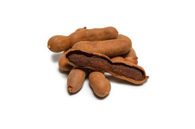 Beyaz arka planda izole edilmiş tatlı demirhindi. Üst görünüm. 