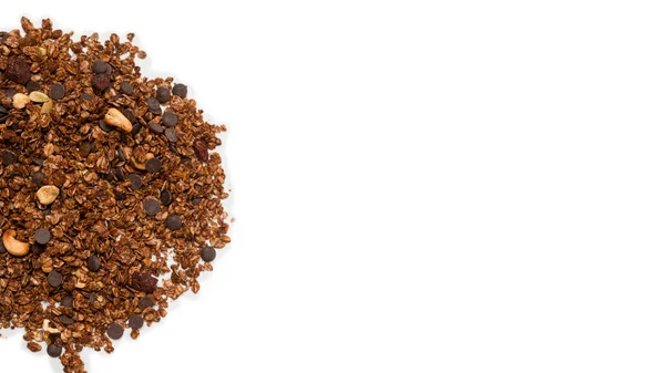 Chocolate Granola Cereal Nuts Isolated White Bacckground — Stock Photo, Image