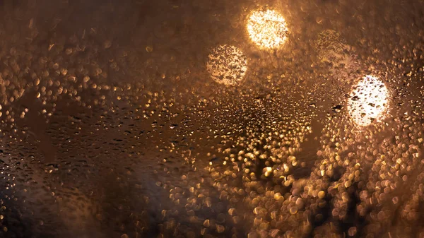 Fond Flou Avec Des Gouttes Pluie Des Lumières — Photo