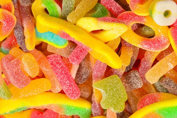 Verschiedene Gummibärchen Ansicht Von Oben Geleesüße — Stockfoto