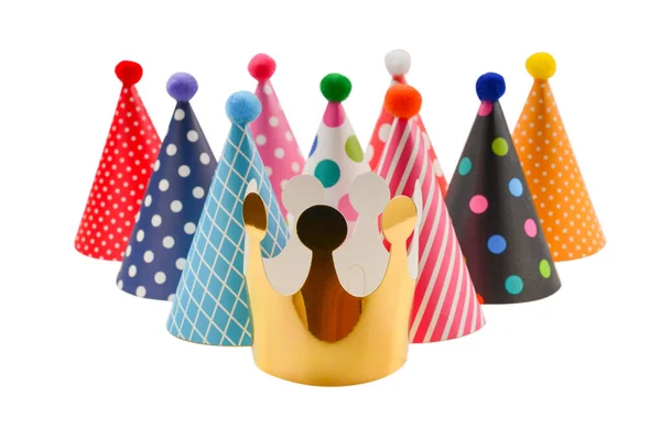 Colorful Birthday Caps White Background — Stock Photo, Image