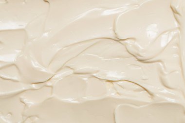 Beyaz krem şanti dokusu. Üst görünüm. 