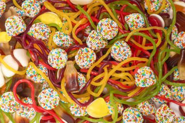 Lezzetli jöleli şekerler. Üst görünüm.  