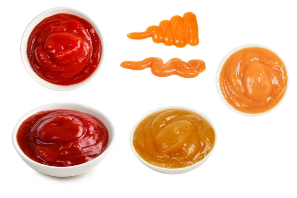 Ketchup Weißem Teller Auf Weißem Hintergrund — Stockfoto