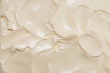 Beyaz krem şanti dokusu. Üst görünüm. 