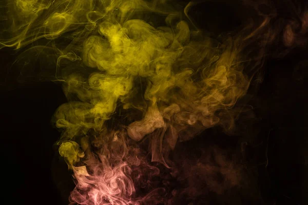 Yellow Pink Steam Black Background Copy Space — Stock Photo, Image