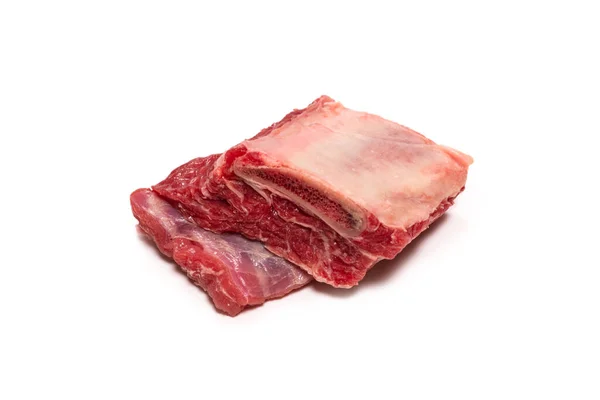 Costelas Carne Crua Isoladas Fundo Branco Vista Superior — Fotografia de Stock
