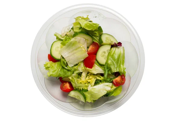 Ensalada Con Verduras Frescas Aisladas Sobre Fondo Blanco Vista Superior —  Fotos de Stock